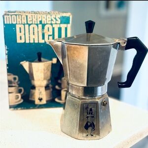 Bialetti Moka Express 6 Cup Metal Stovetop Espresso Maker Vintage Original Box